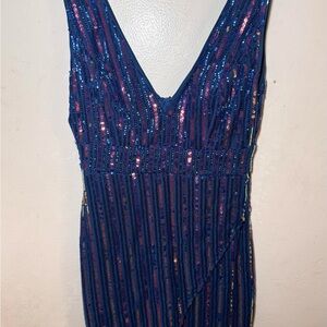 Elegant Blue Sequin Dress